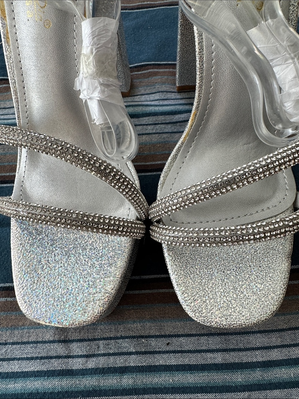 👡 Silver Rhinestone Platform Sandals - Picture 9 of 11